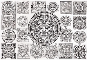 Mayan Zodiac full knee tattoo idea