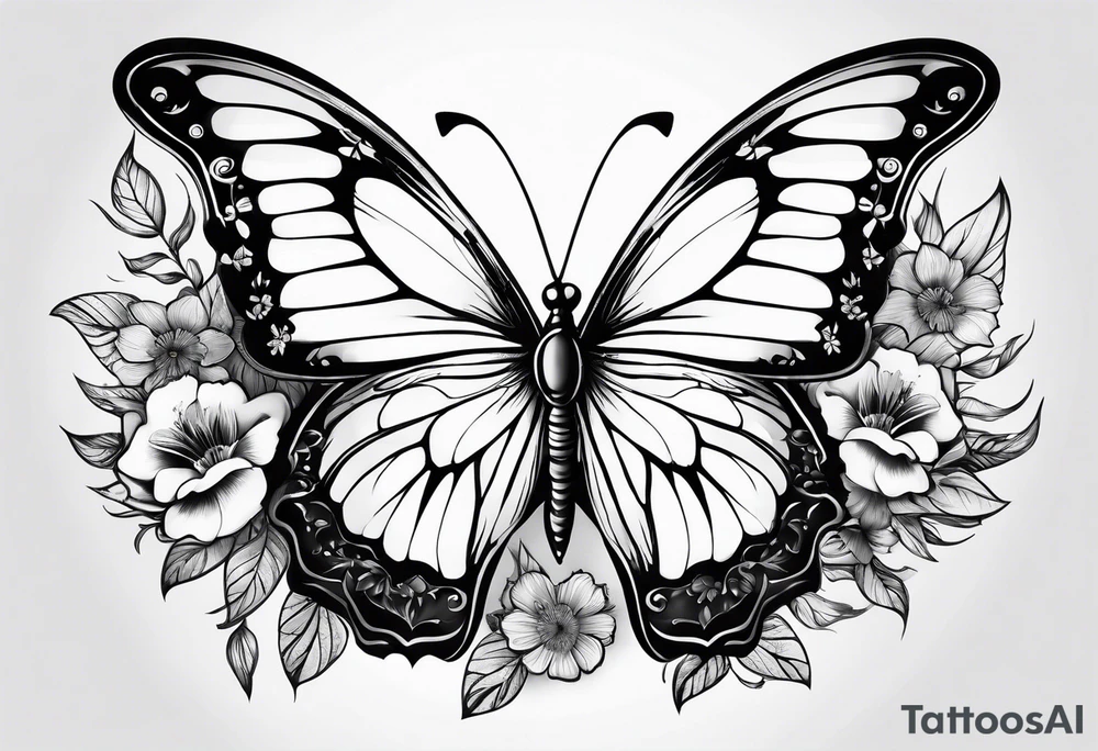 wing, flower, butterfly , tattoo idea