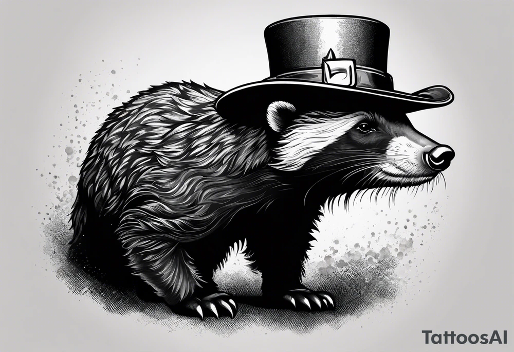 Honey badger wearing leprechaun hat tattoo idea