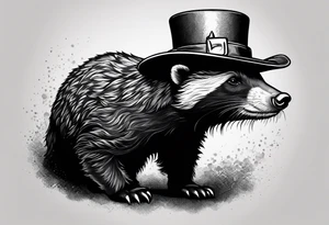 Honey badger wearing leprechaun hat tattoo idea