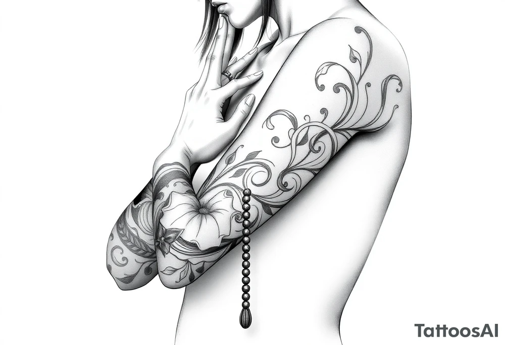 Woman praying with rosary tattoo tattoo idea