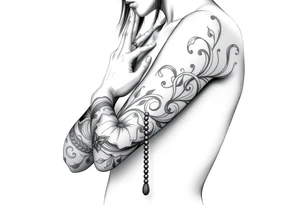 Woman praying with rosary tattoo tattoo idea