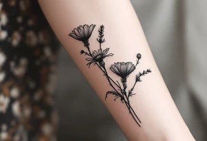 Thick Wildflowers in a line with a lot of dark shading tattoo idea