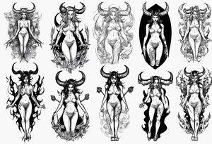 Female devil full body tattoo idea