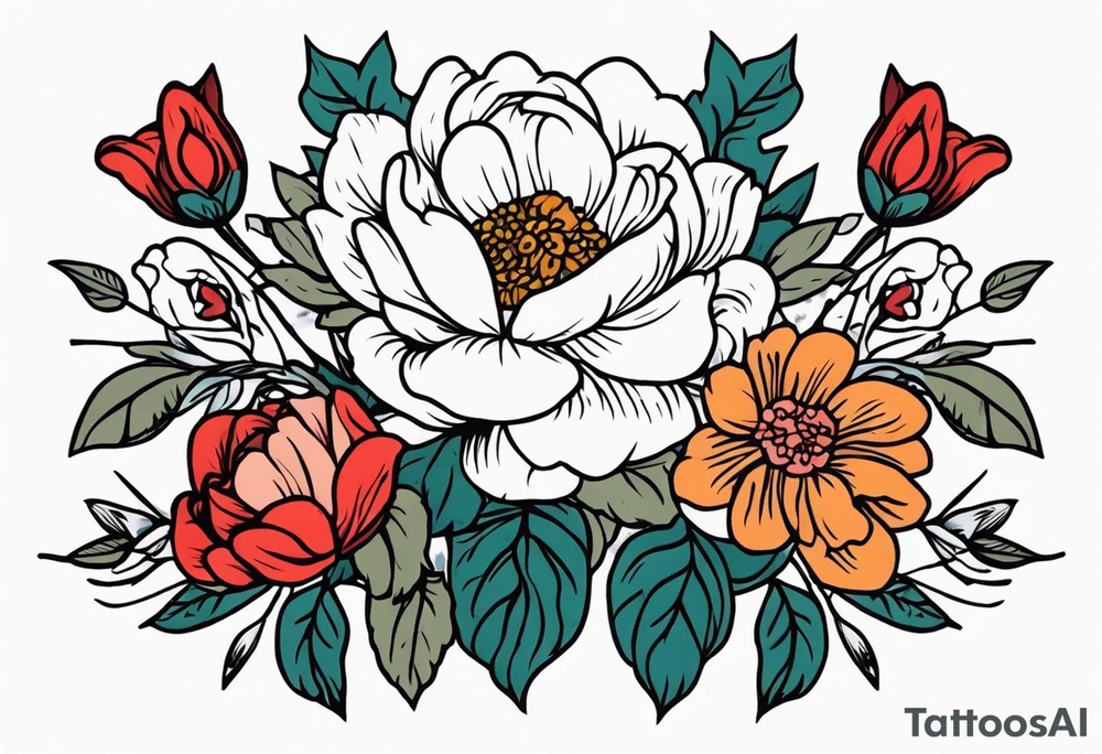 pray

old school vintage simple traditional design with vintage flowers surrounding
bold color simple tattoo idea