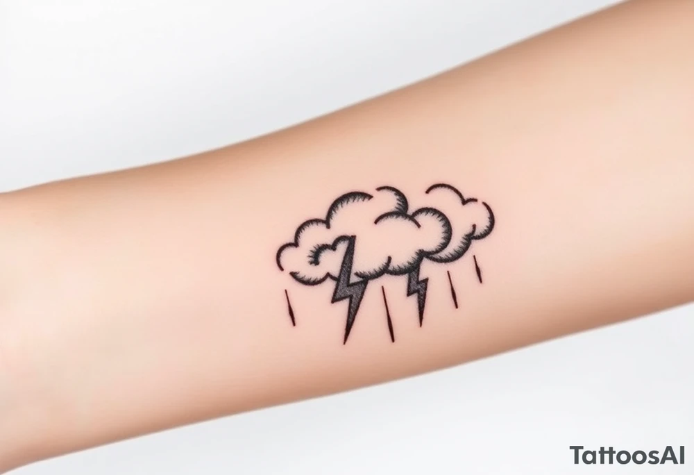 Black storm clouds with rain & lightning bolts tattoo idea