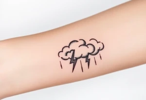 Black storm clouds with rain & lightning bolts tattoo idea