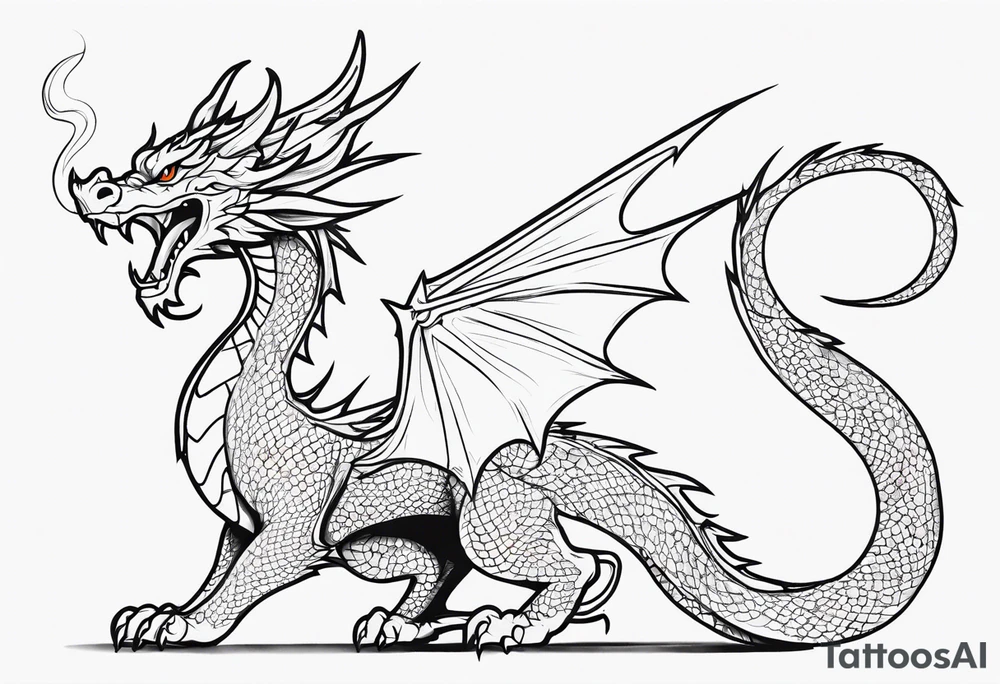 Traditional Dragon full body and smoke tattoo idea
