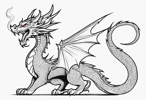 Traditional Dragon full body and smoke tattoo idea
