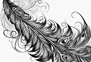 quill with peacock feather tattoo idea