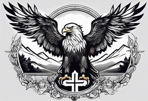 A tattoo that states pain and discipline to achieve your goals in life. it should be placed on the upper back and should express also catholic religion. eagle tattoo idea