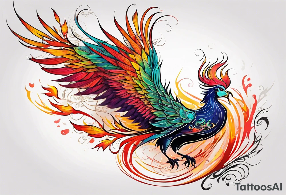 Colorful Phoenix tattoo idea