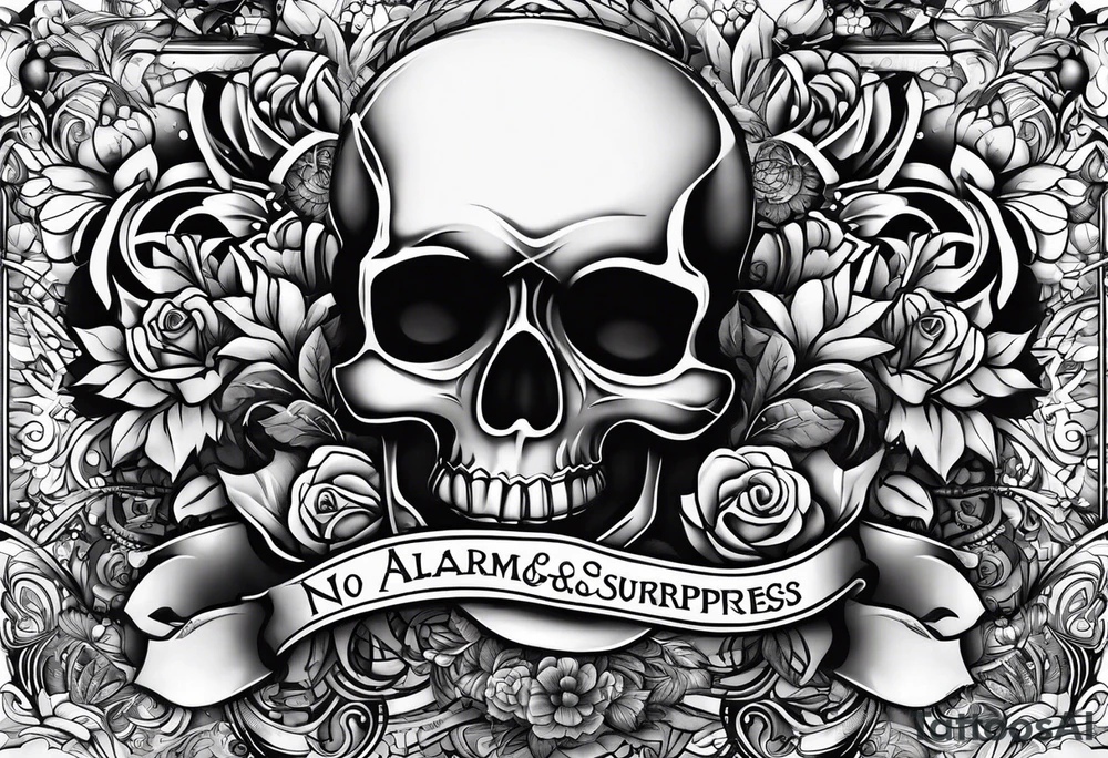"no alarms and no surprises" in a handwritten font tattoo idea