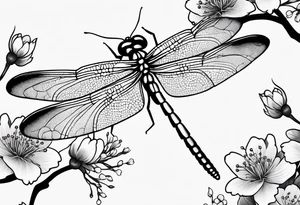 dragon fly with cherry blossoms tattoo idea