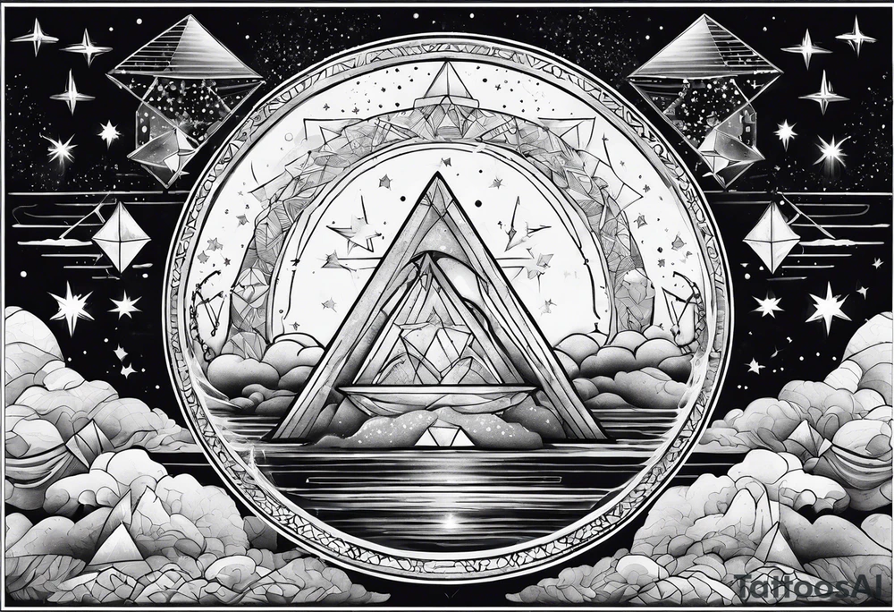 Aquarius constellation with pyramids tattoo idea