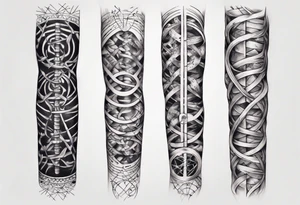 full arm tattoo for man with dna strands tattoo idea