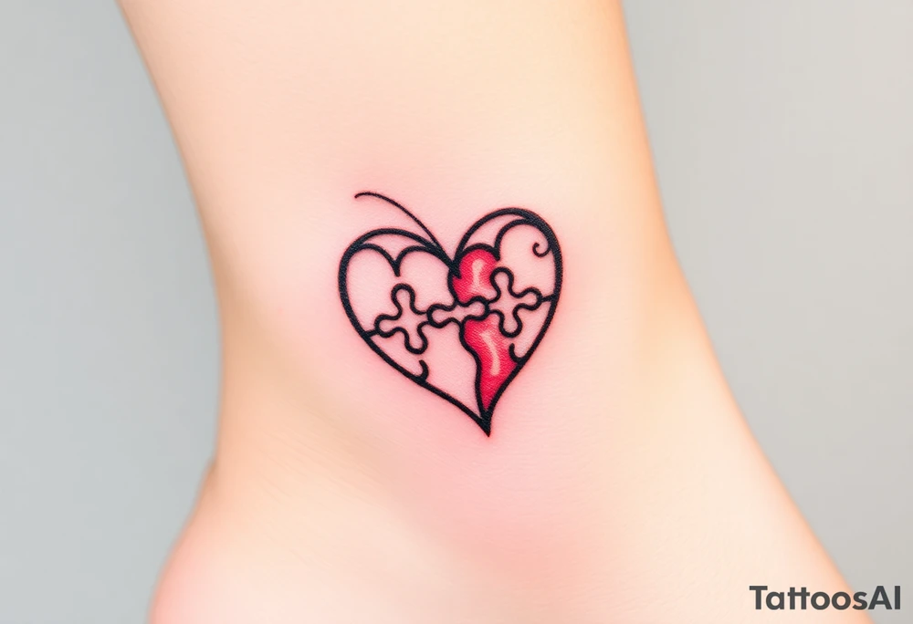 autism heart puzzle shape symbol tattoo idea