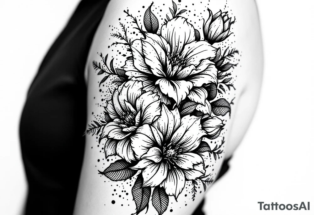 bouquet of flowers tattoo idea