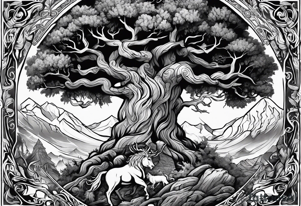 yggdrasil Viking battle scene to go on a back tattoo idea yggdrasil Viking battle scene to go on a back tattoo idea