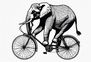 An elephant rides a bicycle tattoo idea