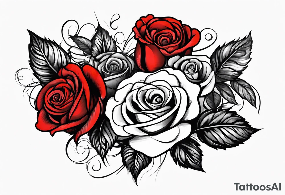 4 roses with a banner tattoo idea
