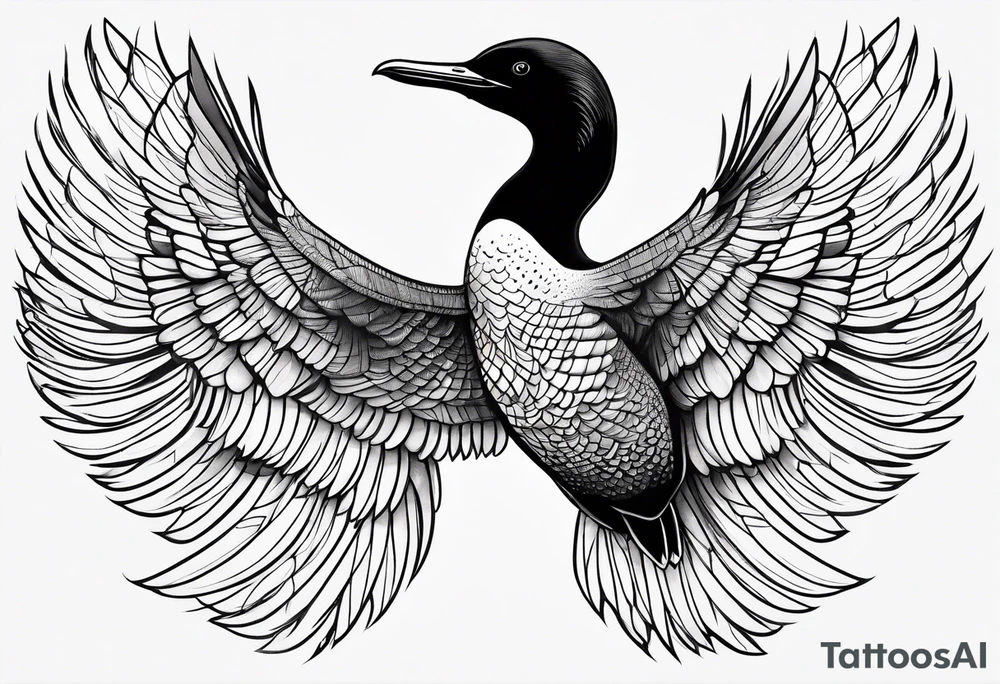 Loon stretching wings tattoo idea
