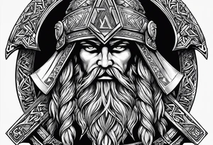 Valhalla sword shield axe Valknut tattoo idea