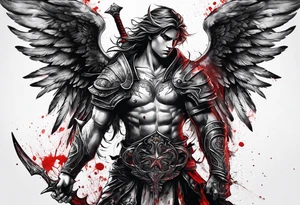 Angel warrior bloody tattoo idea
