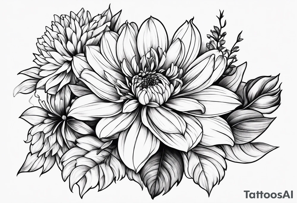 Chrysanthemums, Rose, Gladiolus tattoo idea