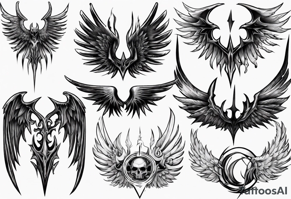 evil dark wings tattoo idea