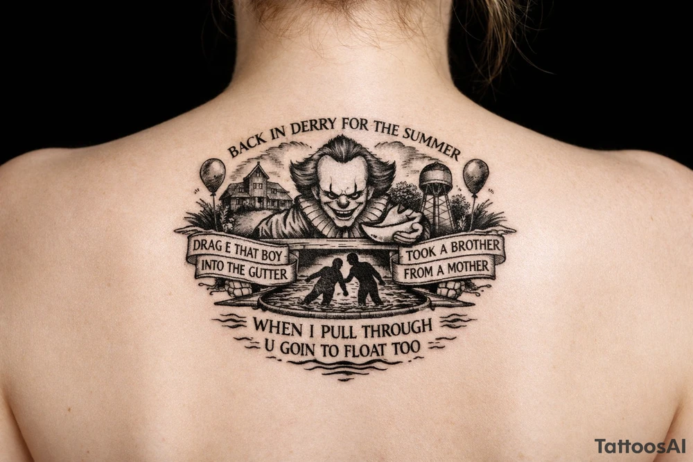 Back in derry for the summer ,drage that boy into the gutter , took a brother from a mother, when I pull through u goin to float too tattoo idea