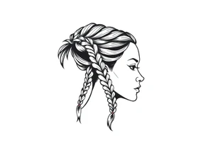 Female Native American dark braided hair tattoo idea