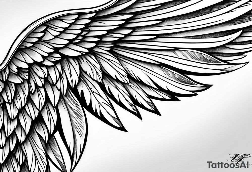 Detailed feathered angel wings tattoo idea