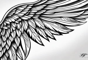 Detailed feathered angel wings tattoo idea