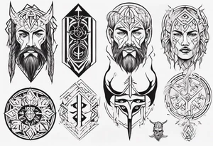 nordic face with rune tattoo idea