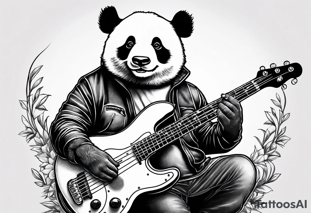A panda playing the bass guitar tattoo idea