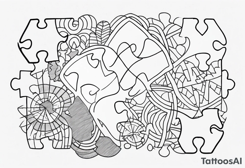 simple puzzle piece with fine lines in memory of my sister tattoo idea