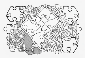 simple puzzle piece with fine lines in memory of my sister tattoo idea