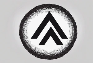 Simplistic symbol large delta inside a circle. Circle is made from chain. Shade of a letter K in a background. tattoo idea