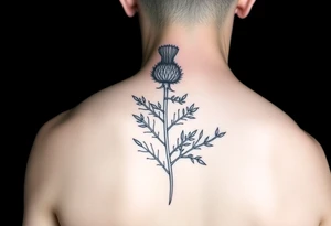 hybrid botanical drawing of scottish thistle, olive branch/olive, and cat nip for a wrap around wrist tattoo tattoo idea