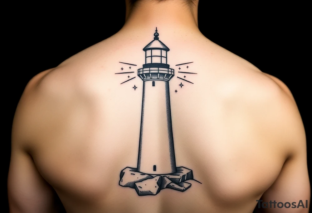 Simple lighthouse with pops tattoo idea