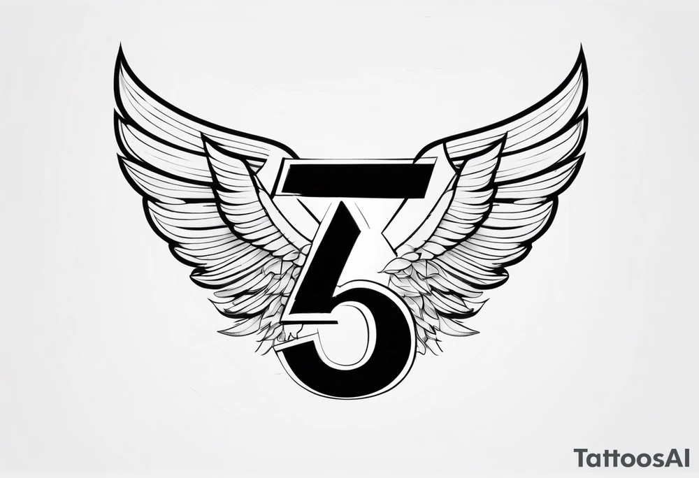 Number 5 with wings tattoo idea