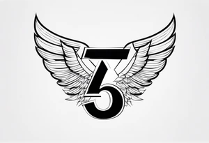 Number 5 with wings tattoo idea