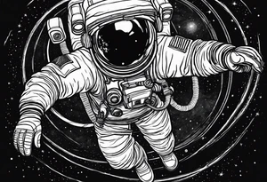 astronaut reaching out into the void for his astronaut partner is being pulled into a black hole the looks identical to earth tattoo idea