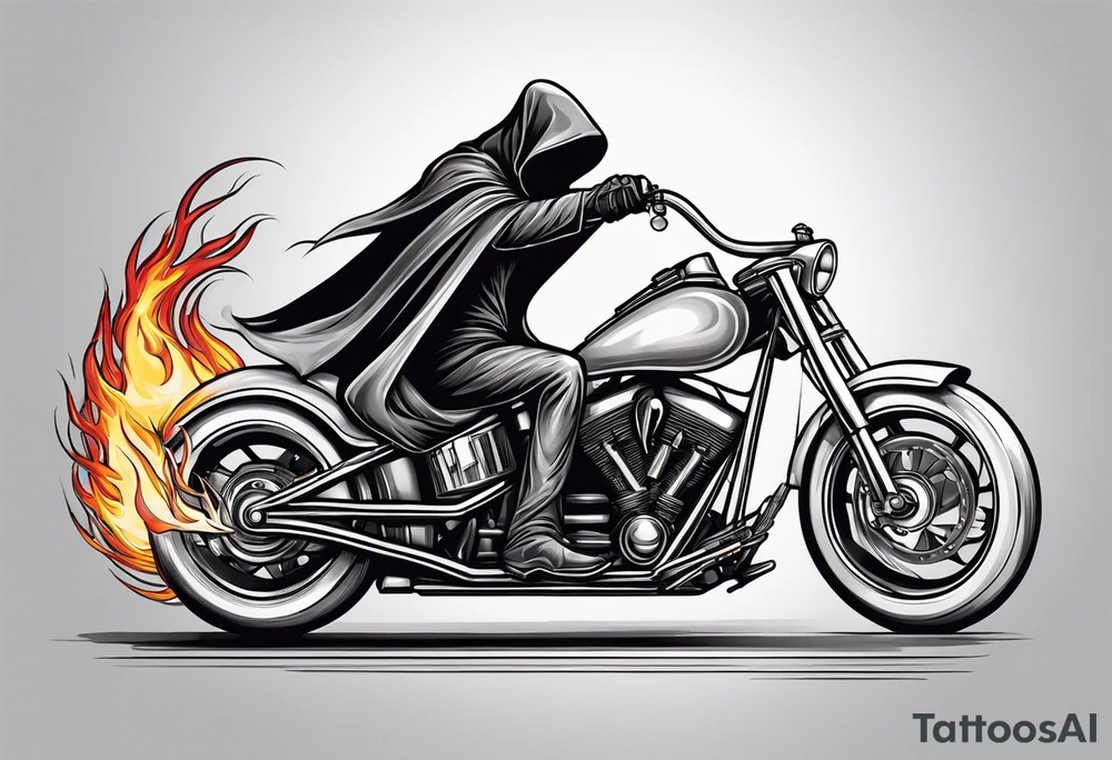 Grim Reaper on motorcycle, on fire tattoo idea