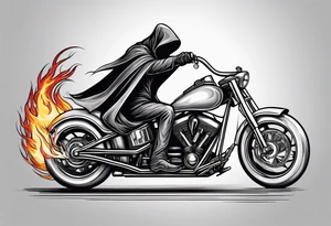 Grim Reaper on motorcycle, on fire tattoo idea