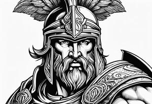 greek god ares wearing helmet tattoo idea