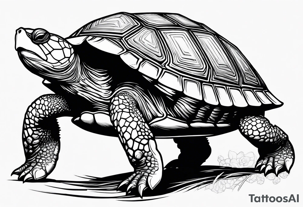 outline of a badass turtle with a spiked shell tattoo idea