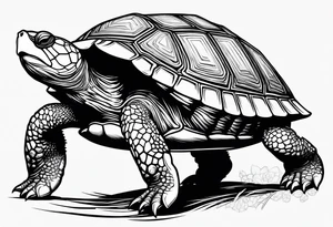 outline of a badass turtle with a spiked shell tattoo idea