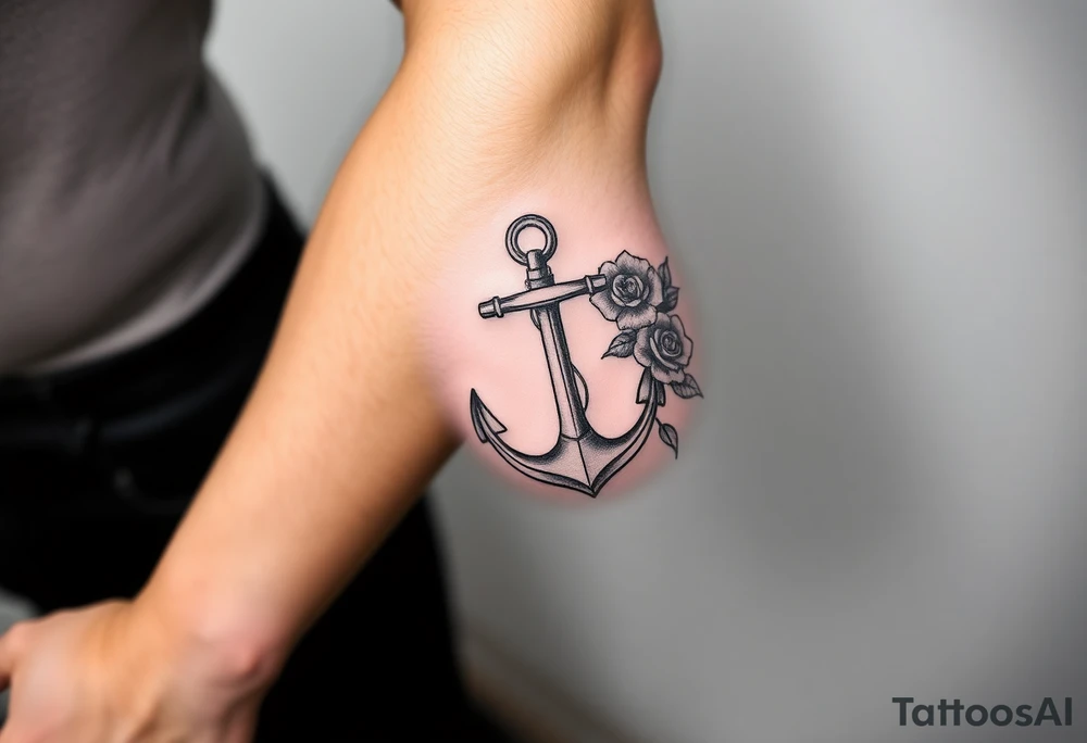 Anchor and roses tattoo idea